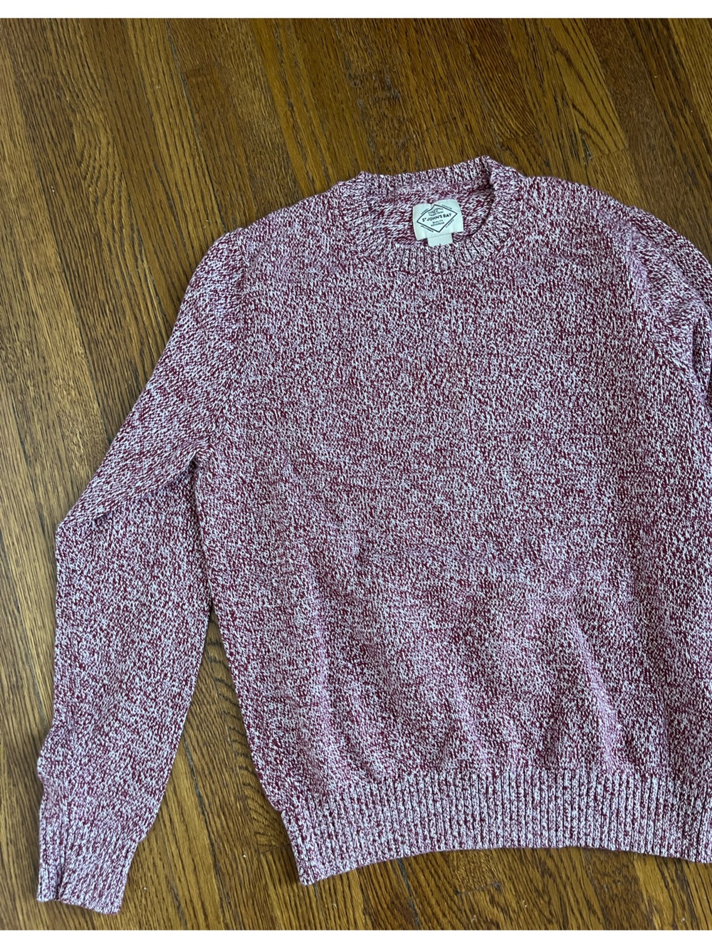 St. John's Bay Marled Red and White Crew Neck Sweater
